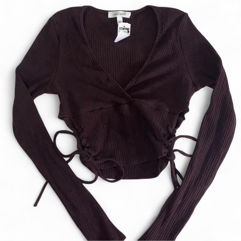 Ribbed Knit Two Matching Piece Set in Brown size S NWT